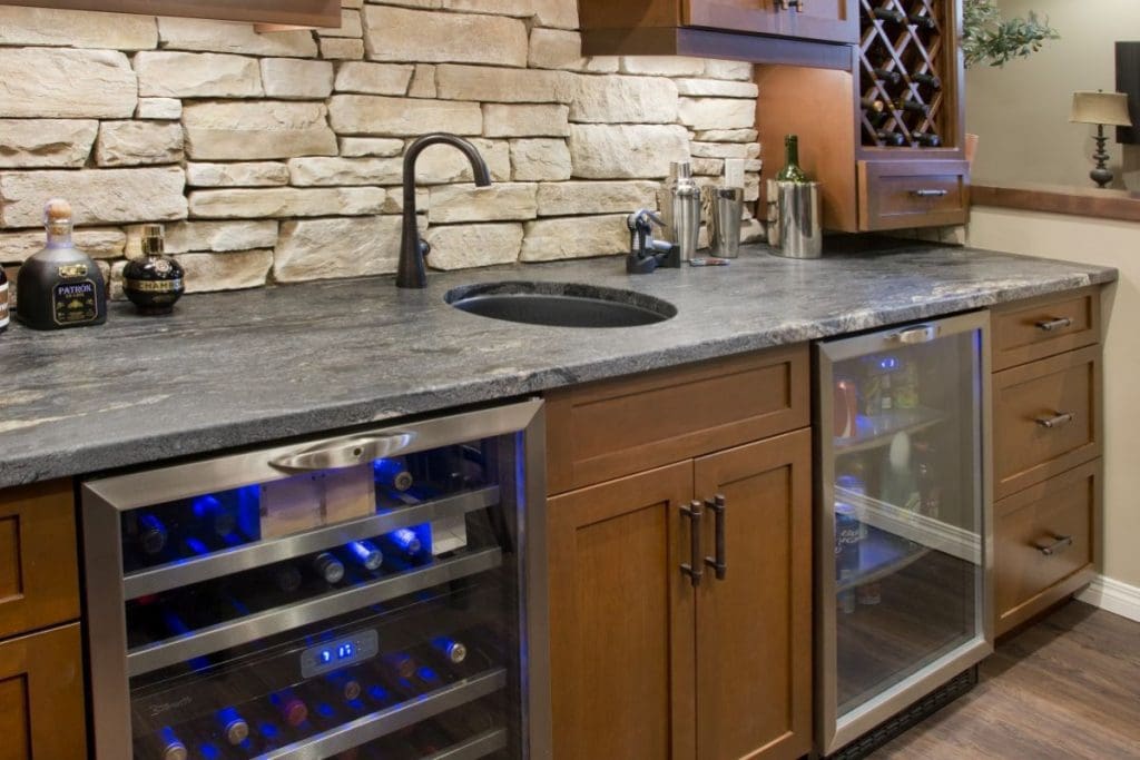 Wine room with wine fridge and mini fridge