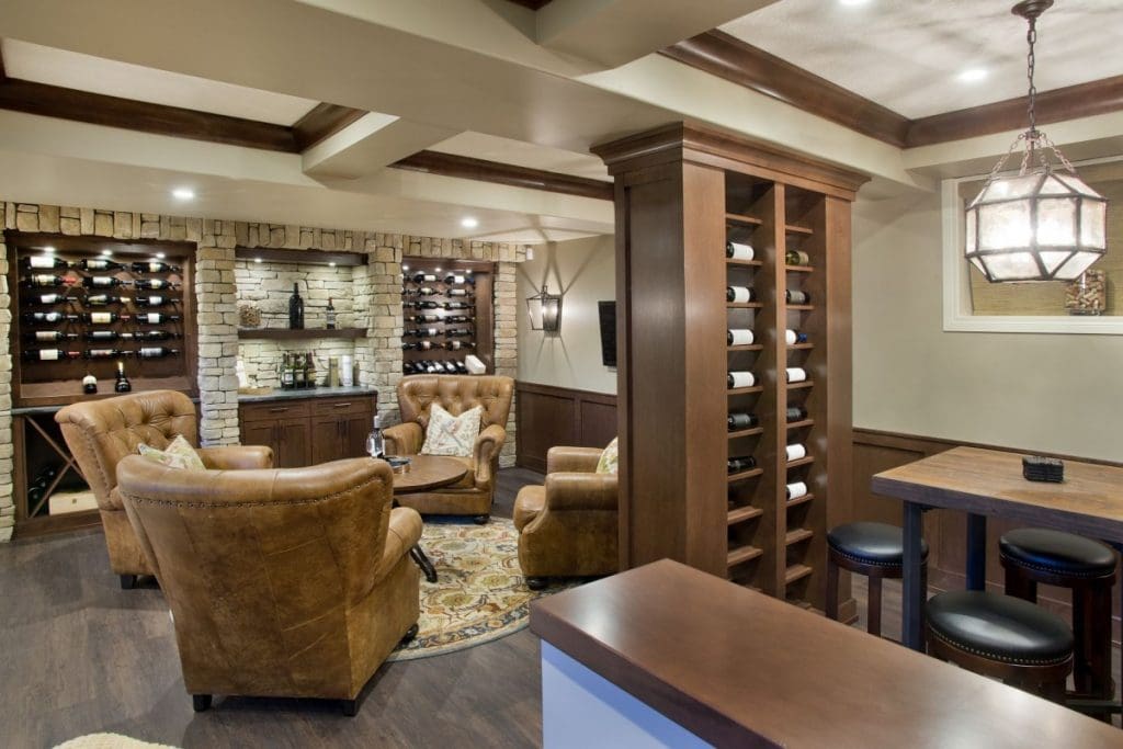 Auburn bay wine room with renova homes and renovations