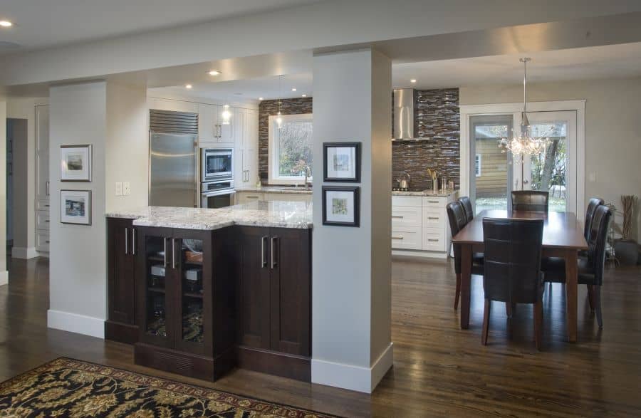 Kelvin Grove Project kitchen and living room By Renova Homes & Renovations Calgary, Alberta