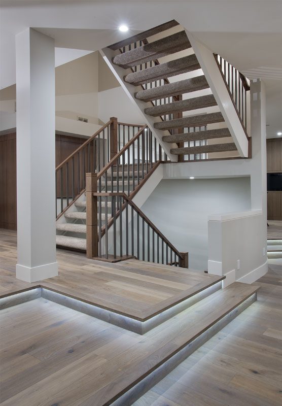 Patterson Showhome impressive staircase By Renova Homes & Renovations Calgary, Alberta