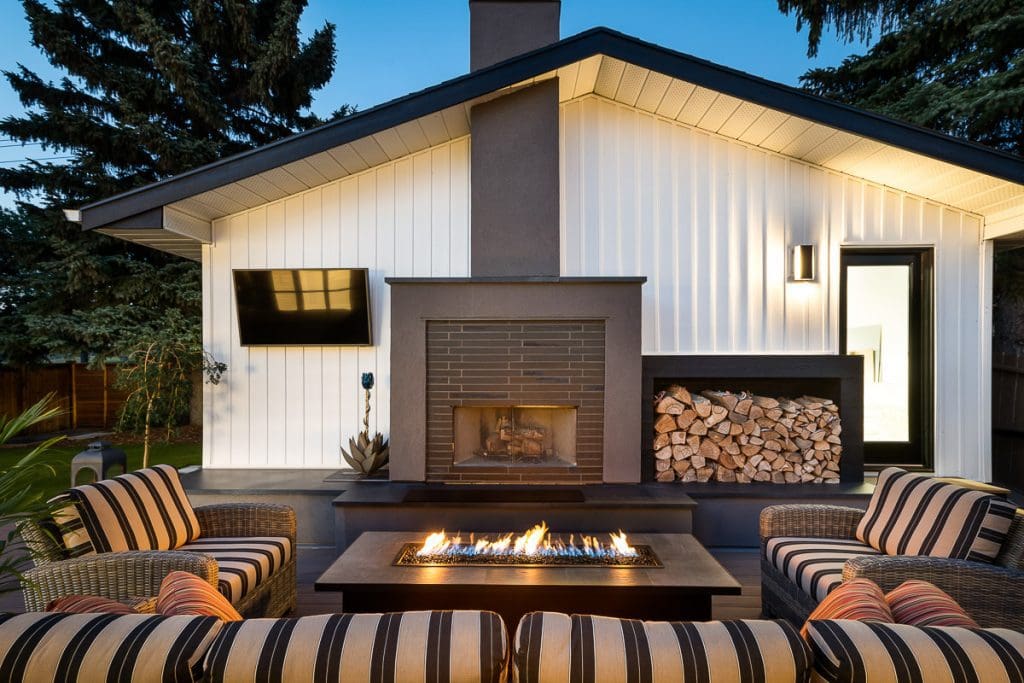 Backyard fireplace Renova Homes & Renovations In Calgary, Alberta