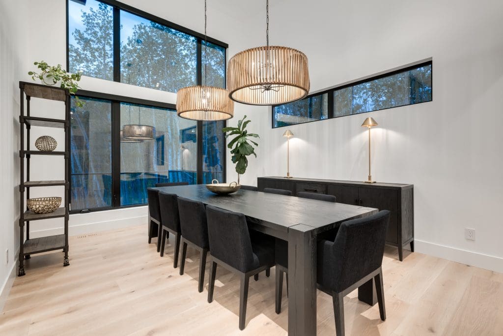 Dining room in Custom Home Build Bearspaw Calgary