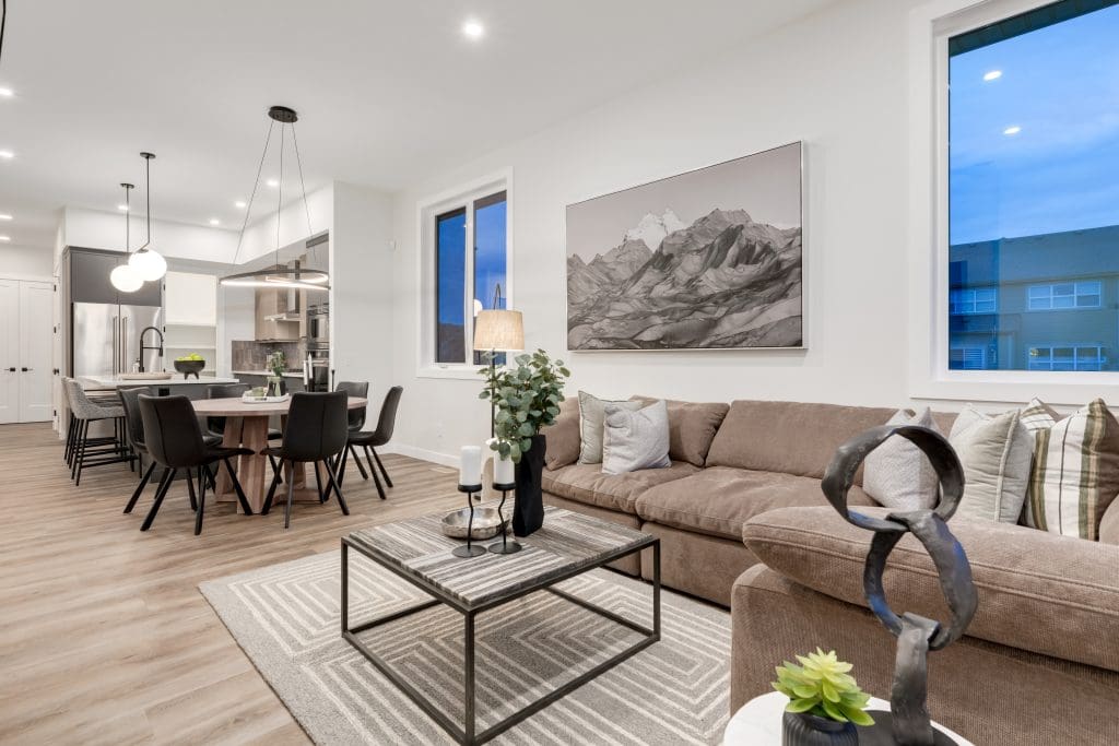Living room and Dining Room in neutral tones