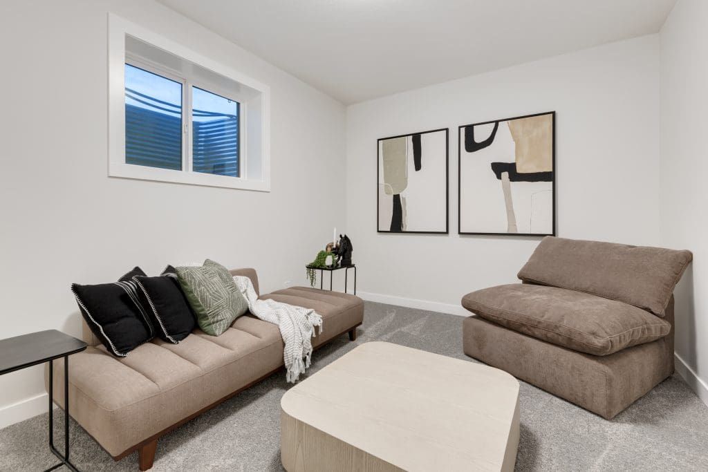 Basement Office with lounger and big comfy chair