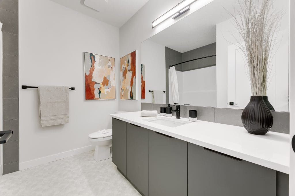 Bathroom with tile and shower tub